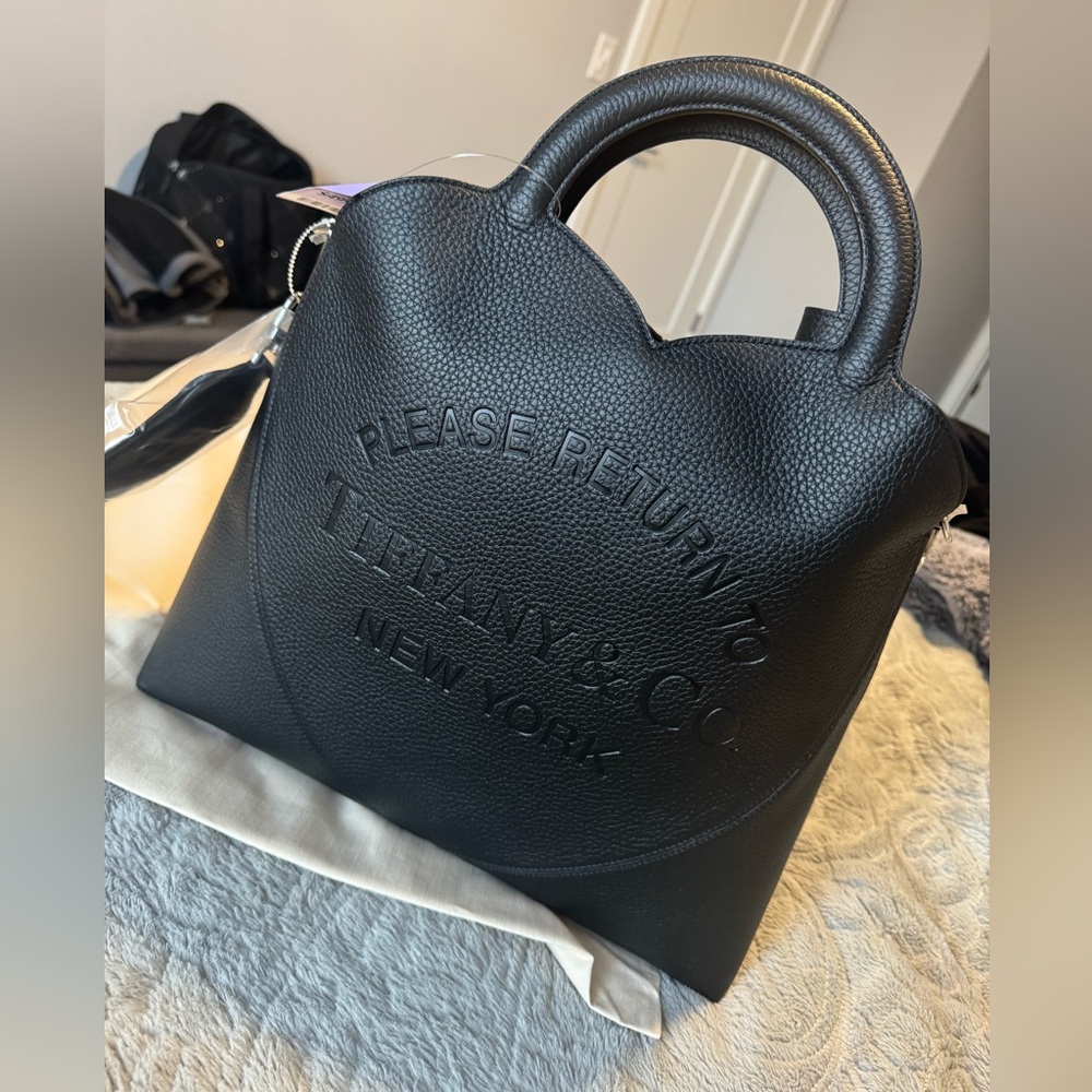 Large Tiffany & Co. Black Leather Bag